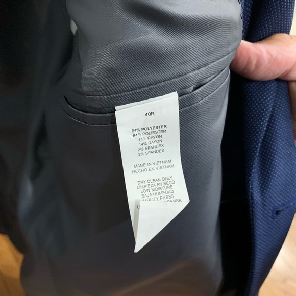 NWT Perry Ellis Navy pattern blazer 40R - Picture 7 of 8